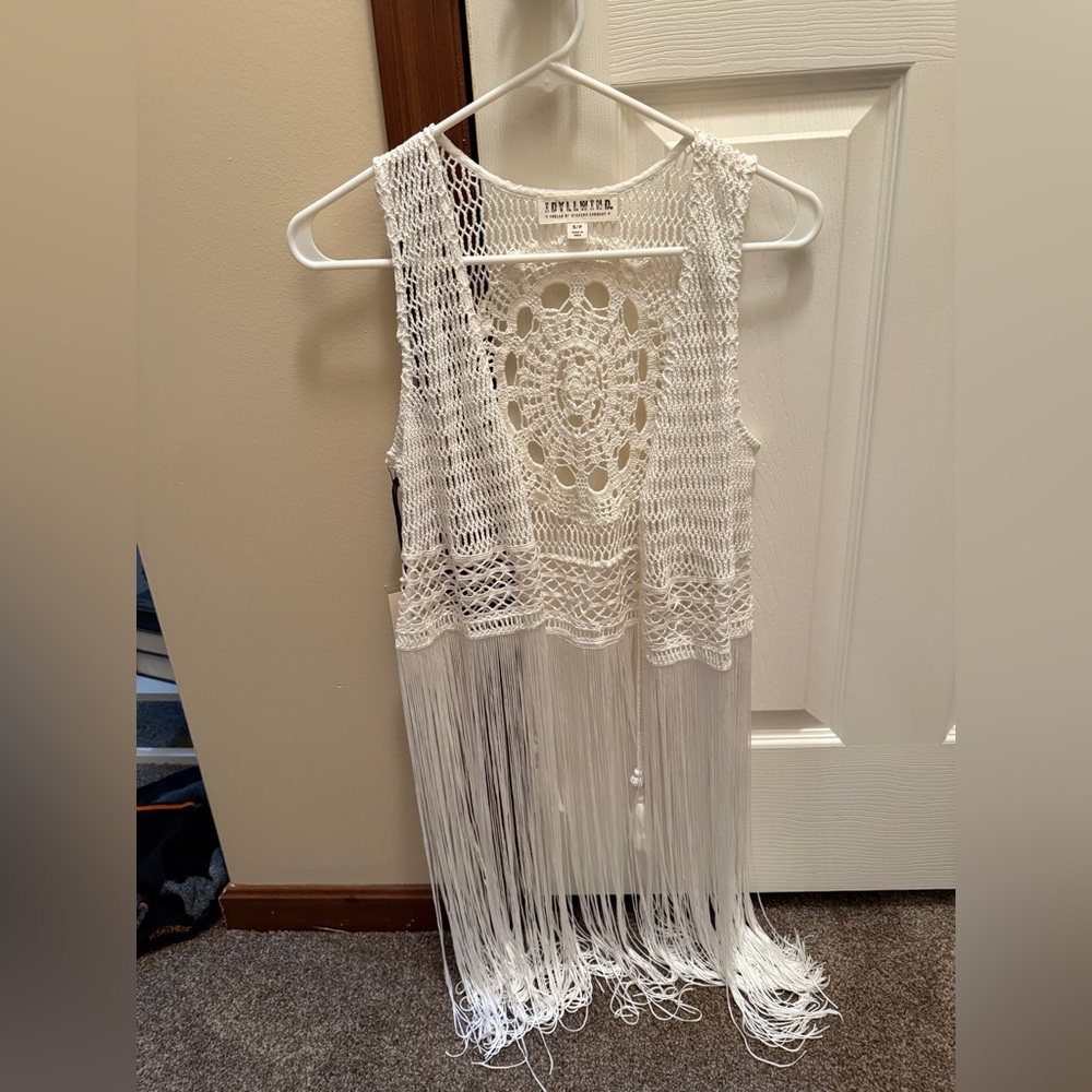 Idyllwind White Crochet Fringe Vest